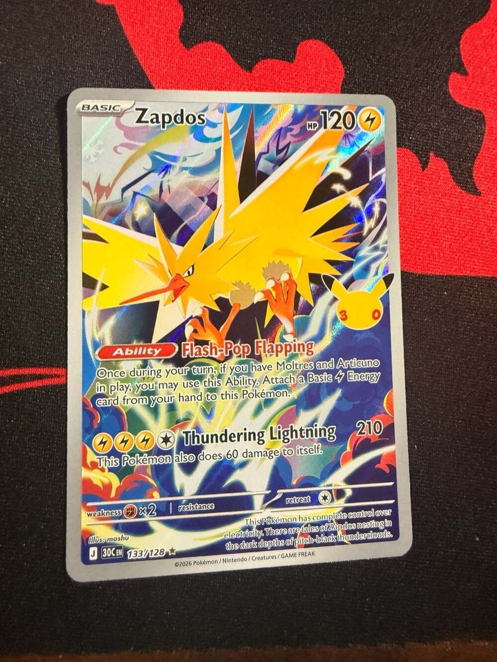 Pokemon Zapdos 133/128 Holo Card